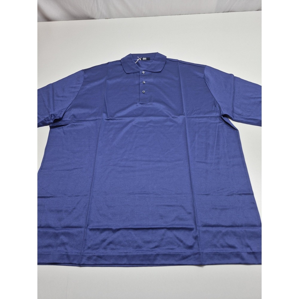 HMS Polo Shirt Mens 3XL Short Sleeve Blue Cotton Made In Italy Dark Royal K503
